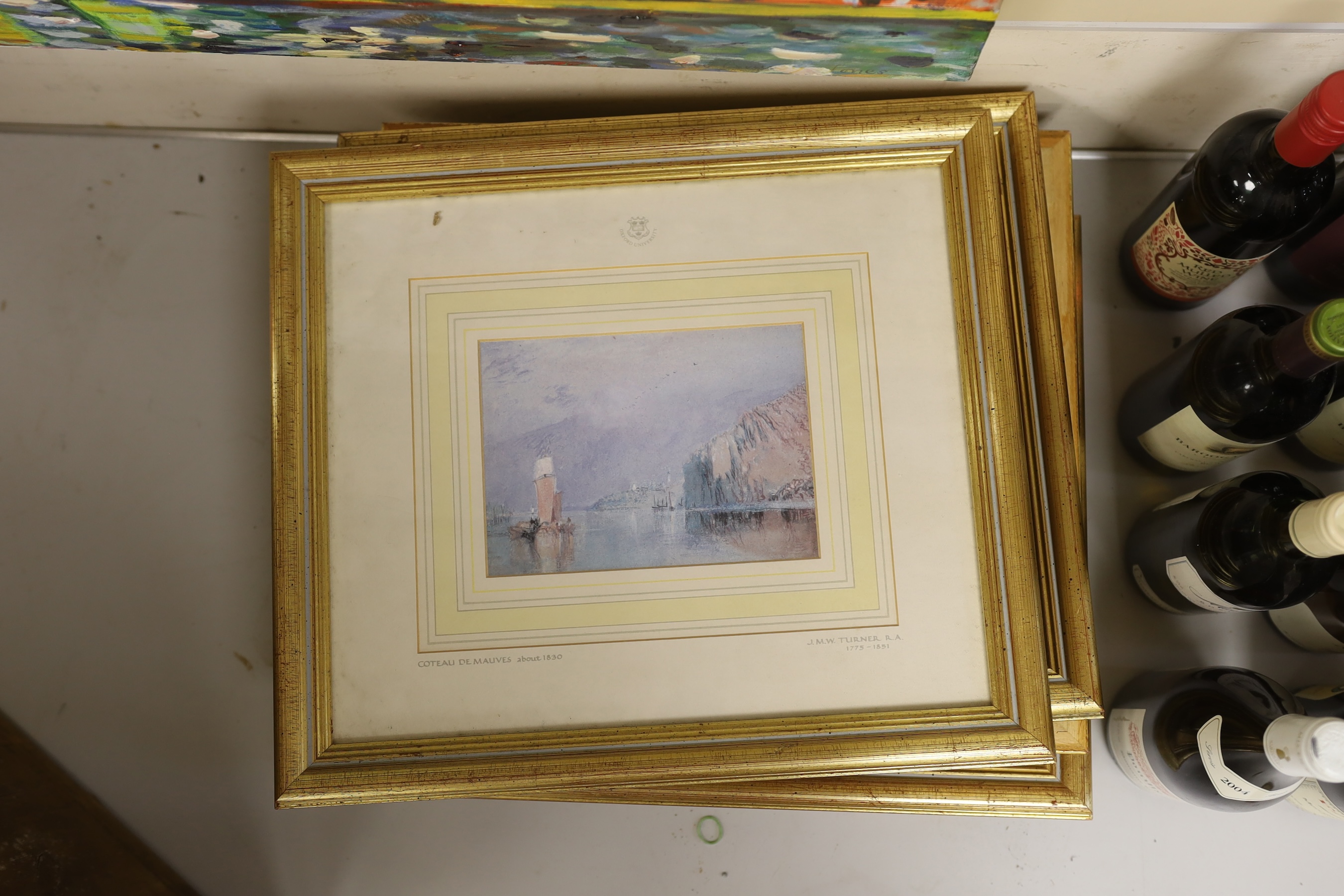 After J M W Turner, six colour prints, Famous landscapes with COA's from the Ashmolian Museum edition, 14 x 19cm